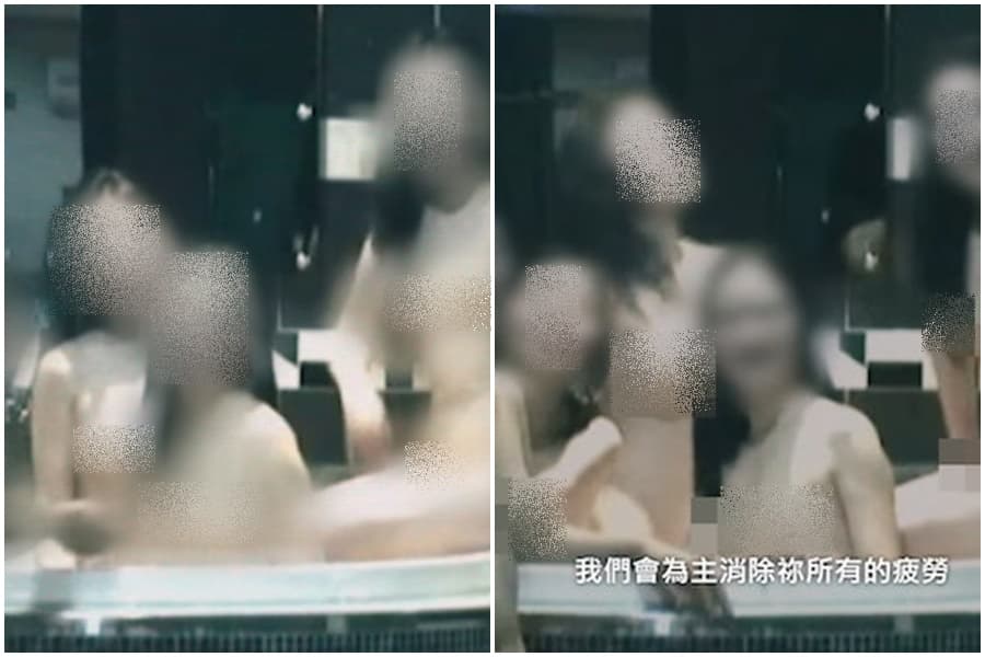 紀錄片曝光關鍵極樂沐浴片,只見5名裸女奉承鄭明析。(翻攝自Netflix畫面)
