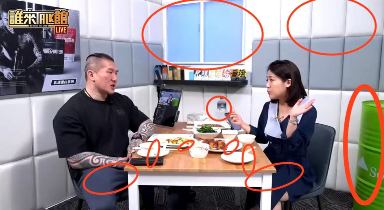 李文指館長的直播地點很像監獄、徐巧芯儀態不佳。(翻攝李文臉書)
