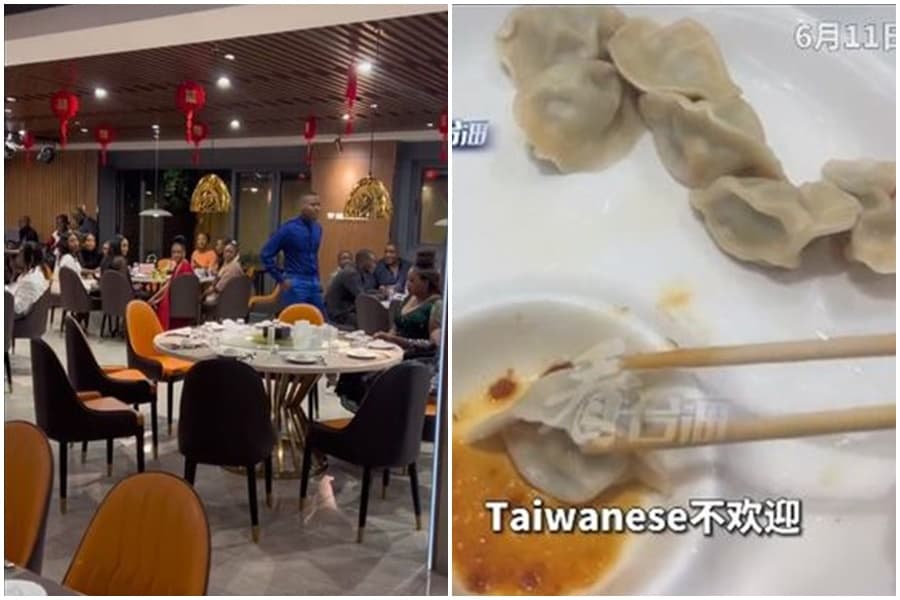 中國籍女老闆一邊吃水餃一邊大罵台灣顧客,「人家說啦,人家不是中國人,人家Taiwanese,Taiwanese不歡迎」。(翻攝自微博)