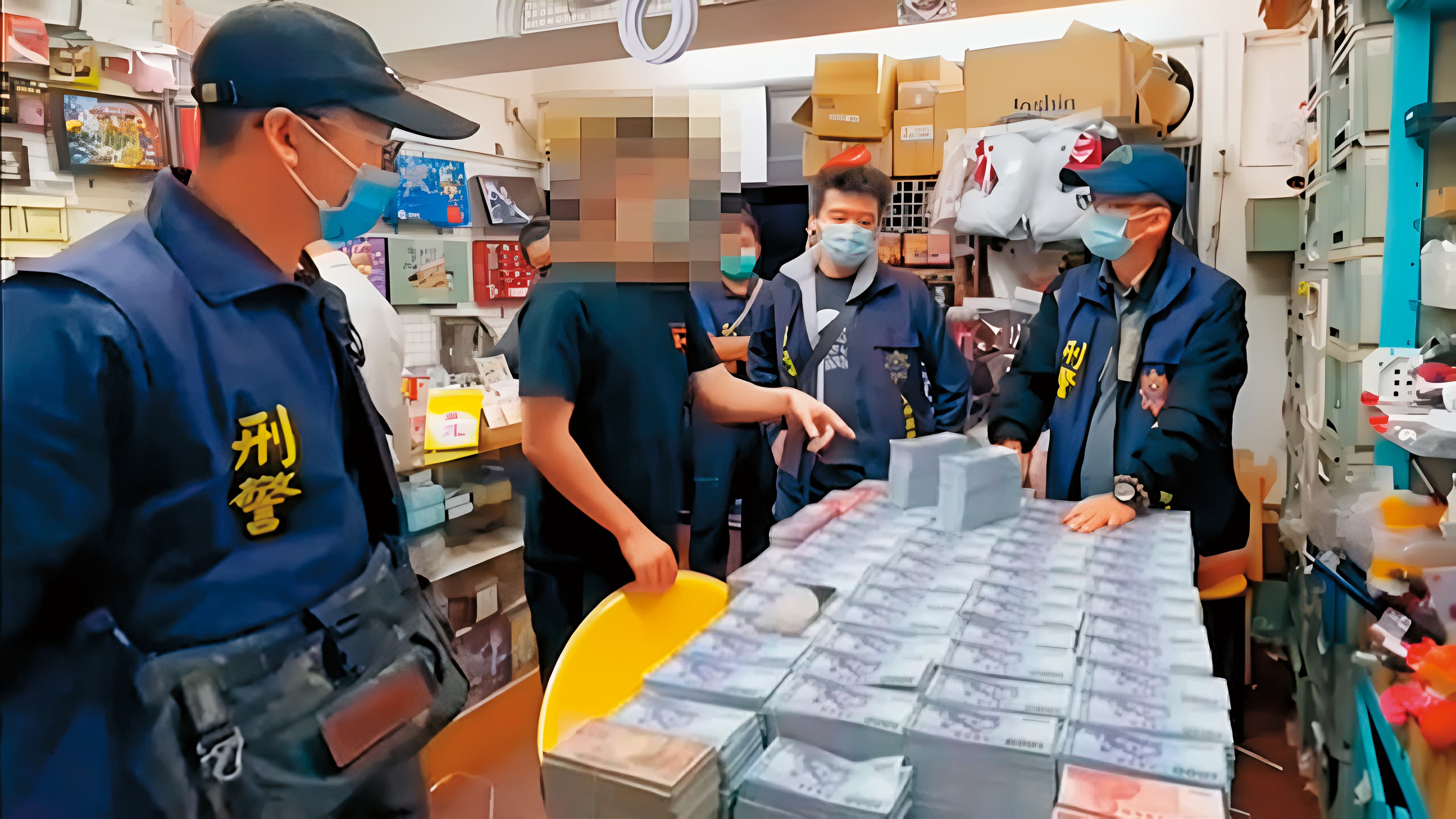 雲林檢警年初北上大搜索,從廖泓鈞夫妻的魔術店查扣面額1.2億元的偽鈔。(東森新聞提供)