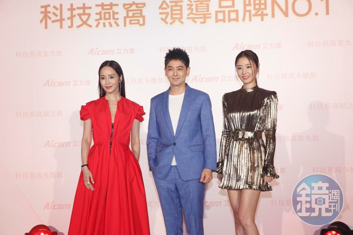 林心如(右)自認挑對象首重看外表,早期她曾和林志穎(中)交往過。(本刊資料照)