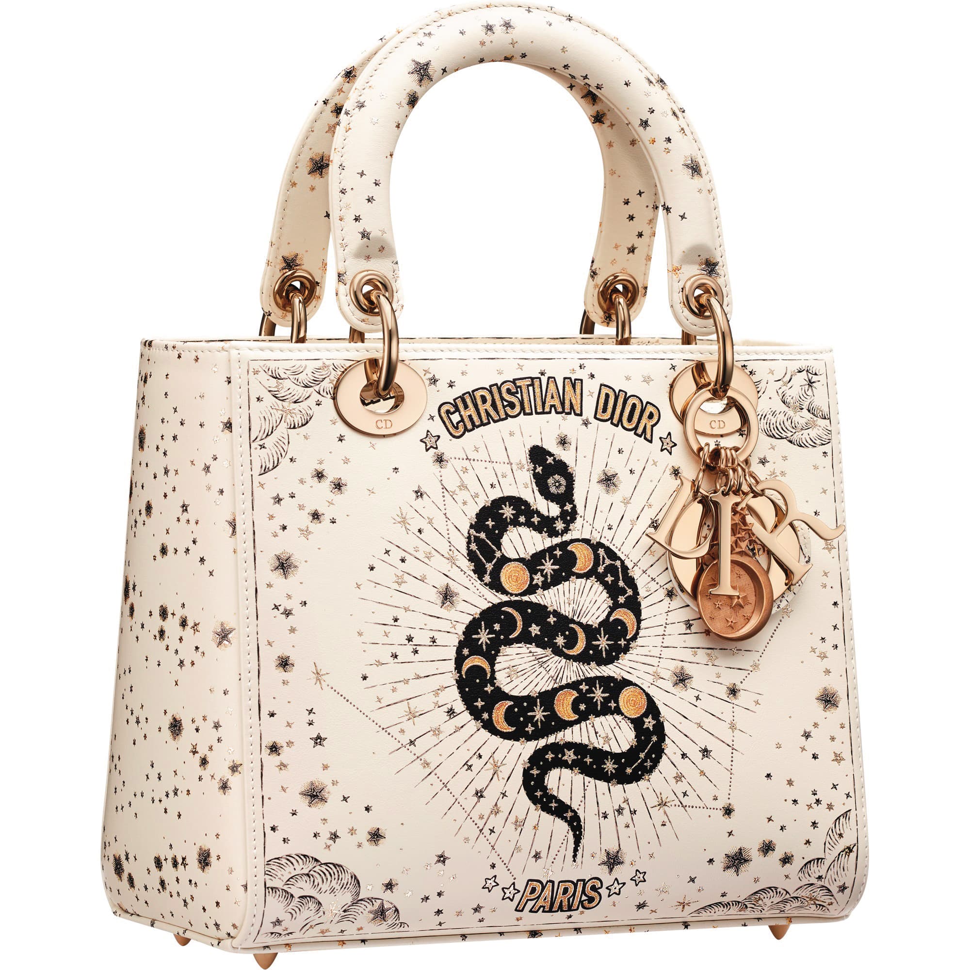 Lady DIOR Astral蛇形刺繡中型包款。NT$215,000(迪奧提供)