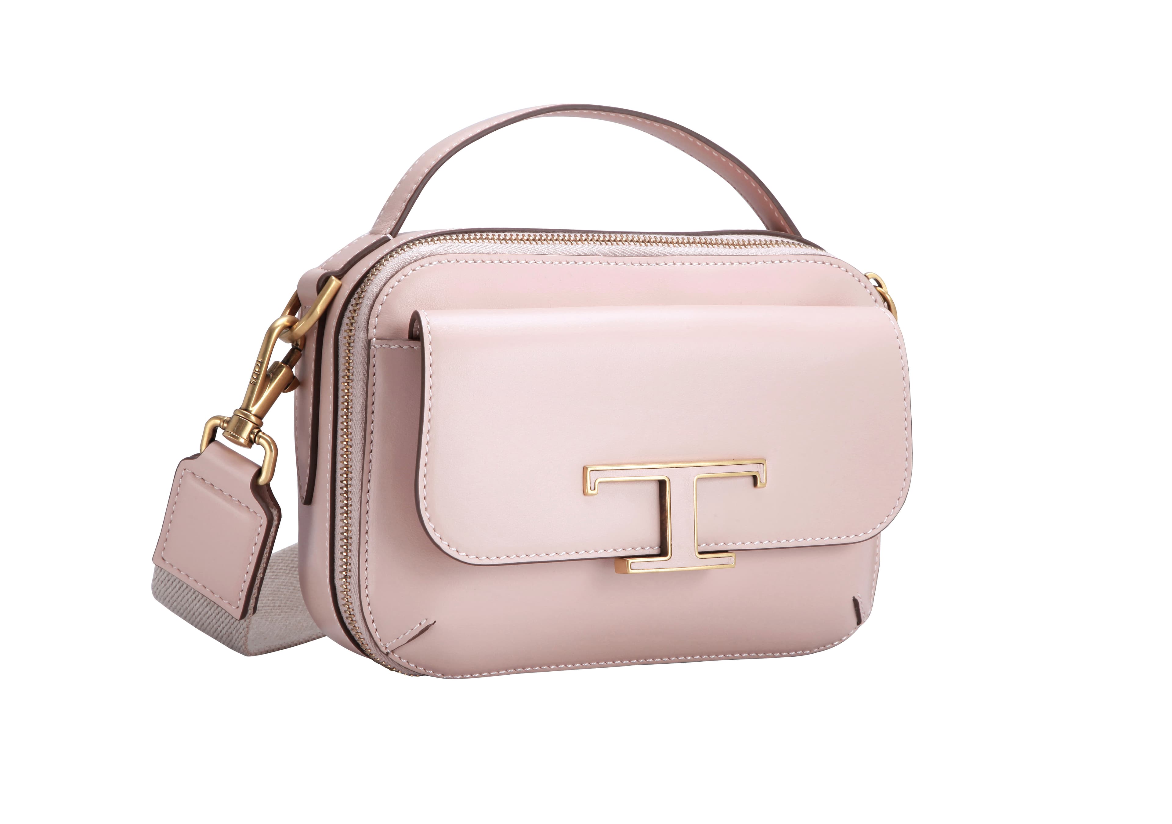 台灣限定款TOD'S T TIMELESS裸粉色相機包。NT$75,900(迪生提供)