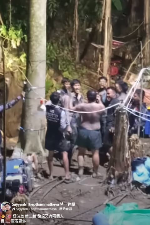 前線搜救人員傳回令人振奮的最新進展,繼先前尋獲的5名生還者後,最後2名受困礦工也順利被發現。(翻攝自Sayyanh Thepthammatheva臉書)