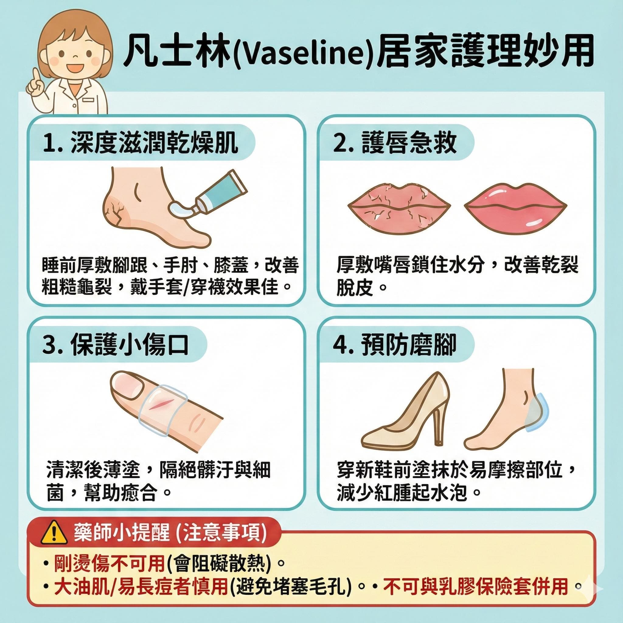 陳佳玲說明凡士林的多項功能。(翻攝自臉書@藥玩家-玲玲藥師)