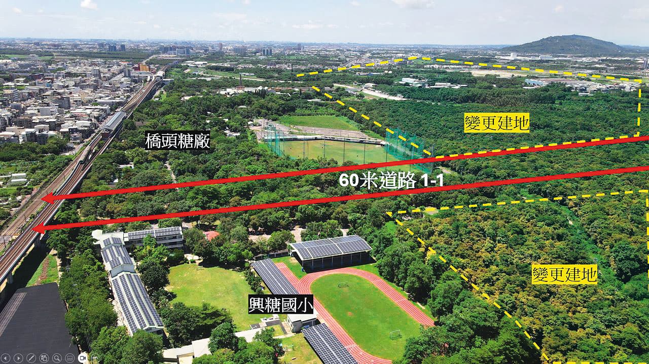 高雄橋頭新市鎮開發案恐切割橋頭糖廠景觀、破壞周邊百公頃森林生態。(莊傑任提供)