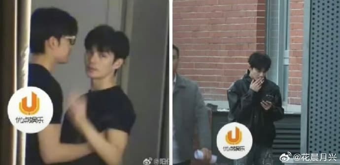 蘇逸陽(左)與何昶希親密互動,全被中國狗仔拍下。(翻攝自微博)