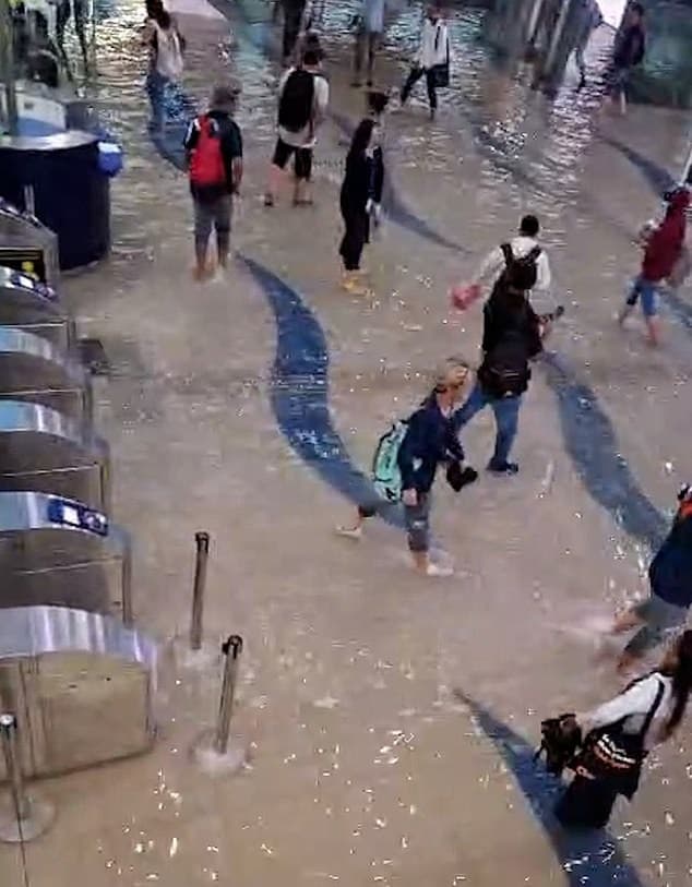 地鐵站跟賣場內都泡水。(翻自《每日郵報》)