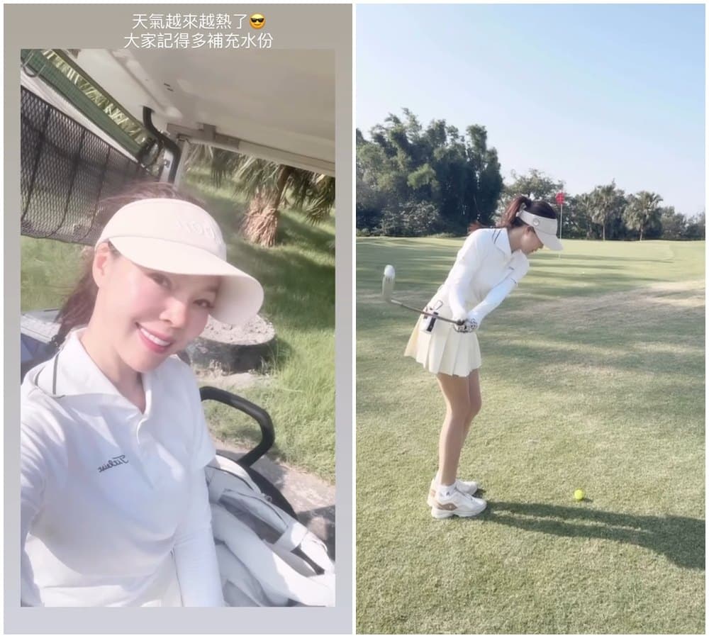 曾馨瑩分享打高爾夫球的動態,提醒大家天熱多補充水分。(翻攝hsin_ying_tseng IG)