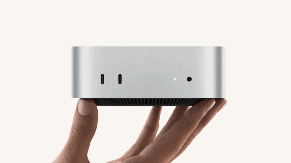 新一代M4 Mac mini更輕巧,機身尺寸大幅縮減。(翻攝蘋果官網)