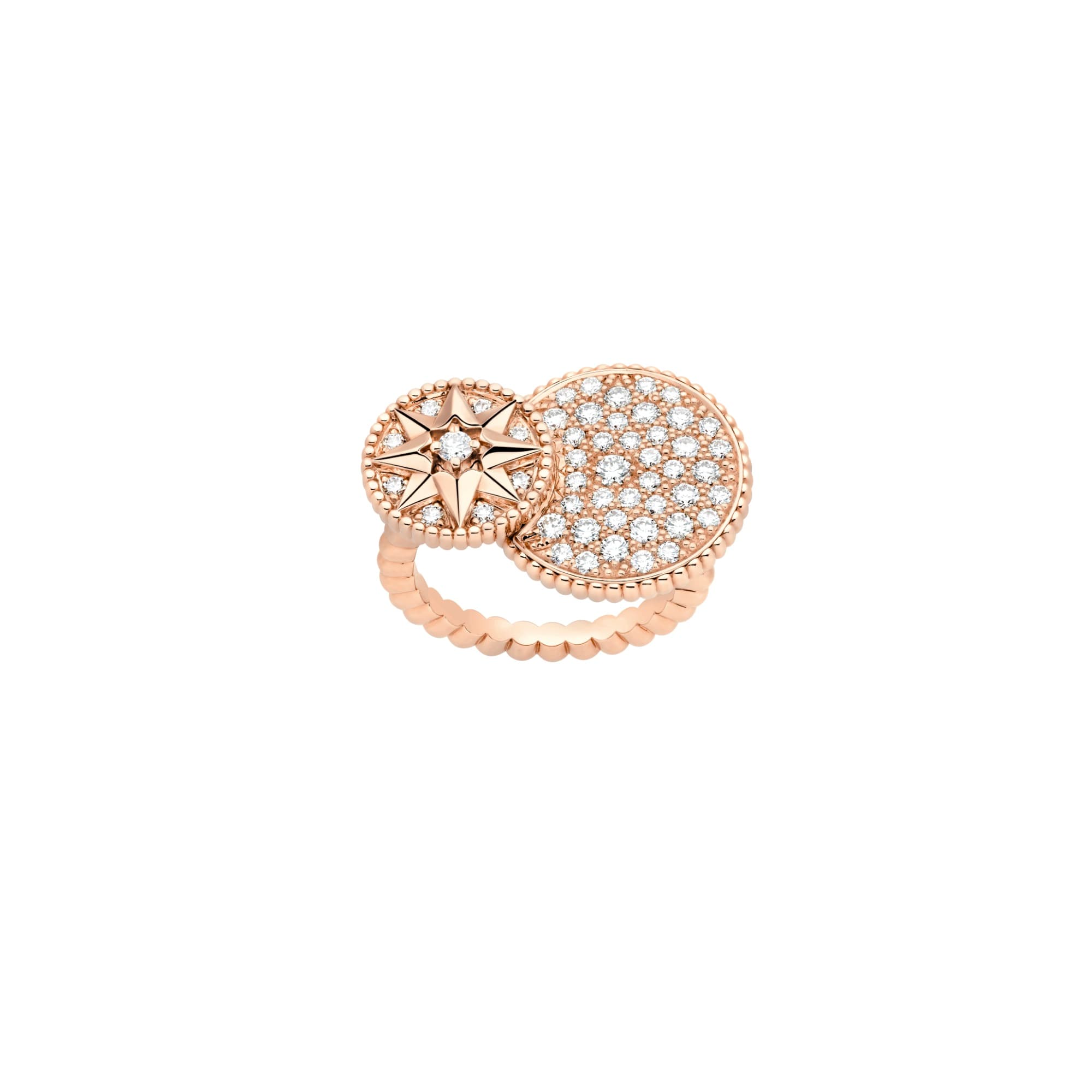 Dior Rose des Vents玫瑰金鑲鑽戒指。NT$415,000(迪奧提供)