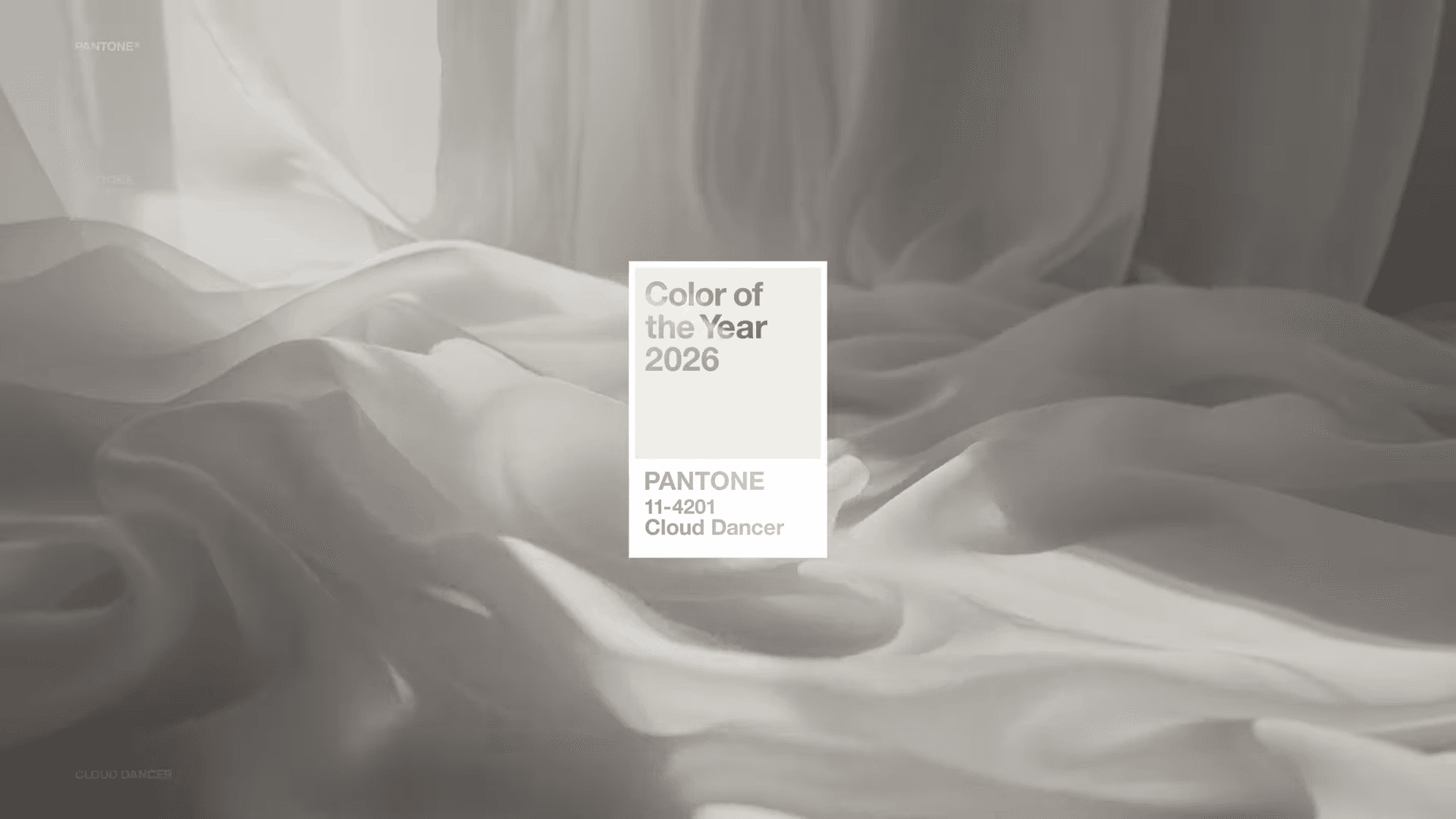 Pantone 表示,「雲朵舞者」是一種在冷暖之間取得平衡的白色,象徵重新開始與內在平靜。(翻攝自YouTube/Pantone)
